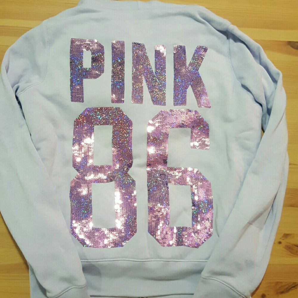 PINK Sequin Zip Up Hoodie