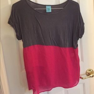 Nordstrom's Rack Grey & Pink partially sheer top