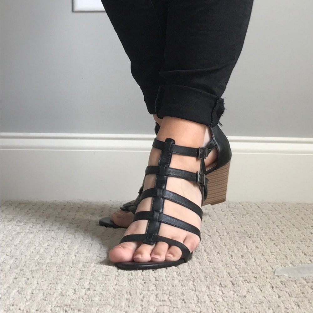 Jessica Simpson Black Mid-wedge Strappy Sandal