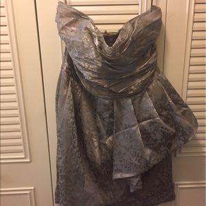 Short Gray Leopard Print Strapless Dress