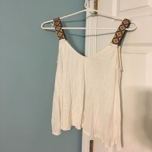 Embroidered white and rainbow tank top