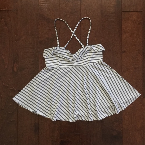 Poof! Tops - Striped Flare Spaghetti Strap Tank Top Poof! Tops - Striped Flare Spaghetti Strap Tank Top