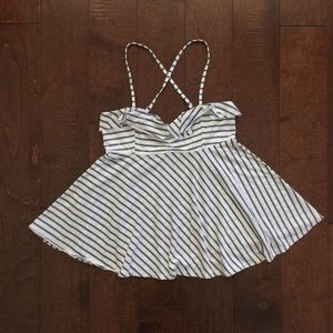 Poof! Tops - Striped Flare Spaghetti Strap Tank Top Poof! Tops - Striped Flare Spaghetti Strap Tank Top