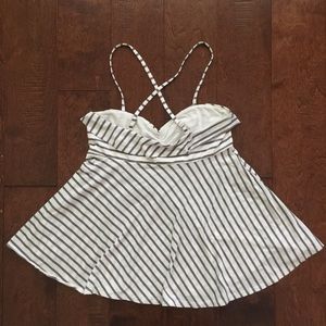 Poof! Tops - Striped Flare Spaghetti Strap Tank Top Poof! Tops - Striped Flare Spaghetti Strap Tank Top