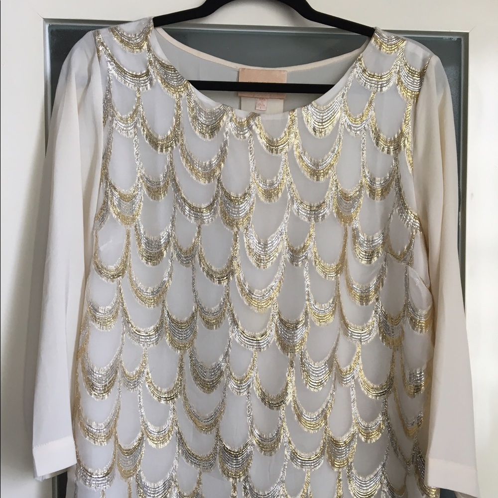 Gorgeous Cream and Metallic Blouse