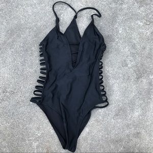 Forever 21 Black Strappy One-Piece Swim Suit