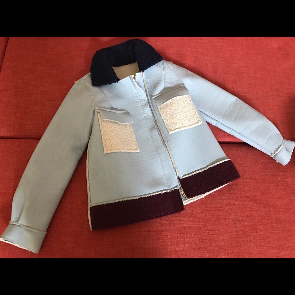 Brand new babe blue leather and cotton  jacket