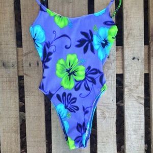 Vintage high cut one piece swimsuit