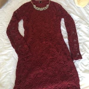 Dark red lace dress