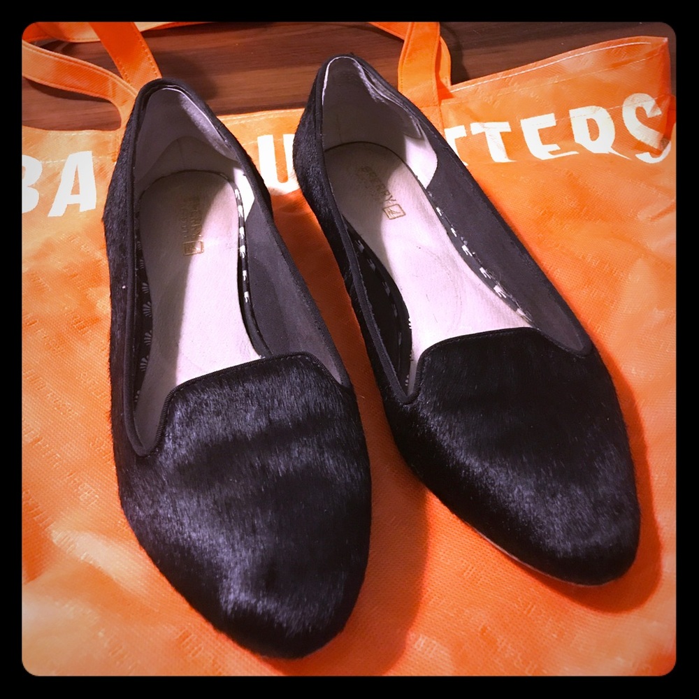 Sperry calf hair flats