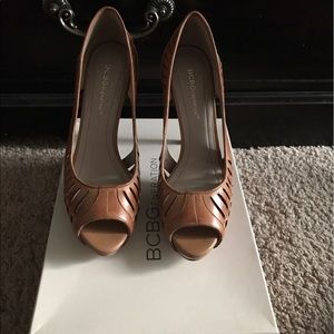 Brown peep toe heel
