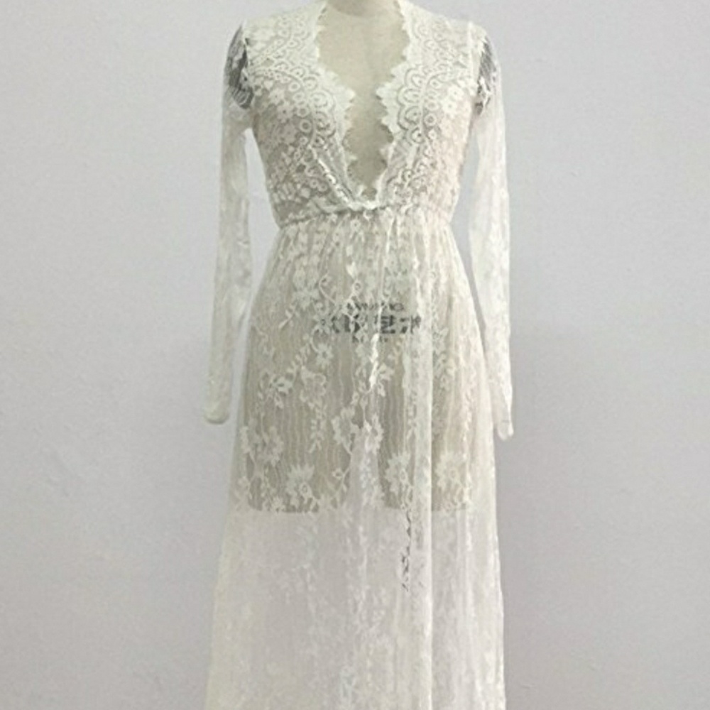 White Lace Maternity Gown
