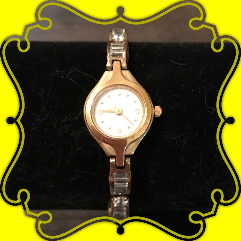ROUND & BAGUETTE FAUX DIAMOND WATCH