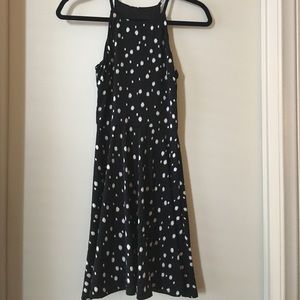 Black dress with white polka dots