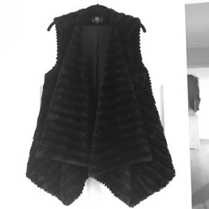 G by Giuliano Faux fur drape vest