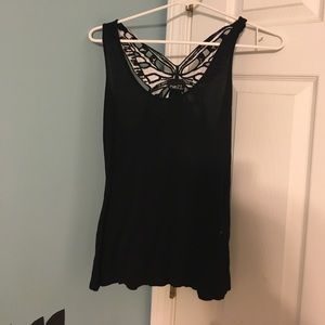 Black tank top with unique butterfly back