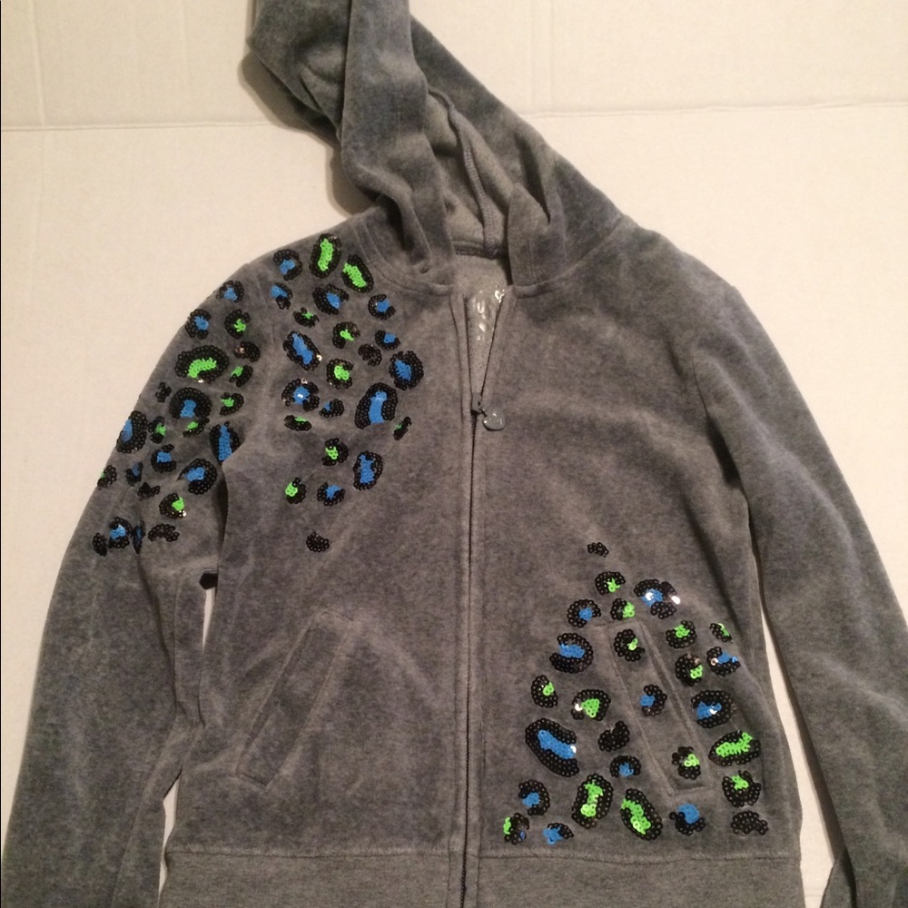 Justice Gray Sequined Hoodie Size 7