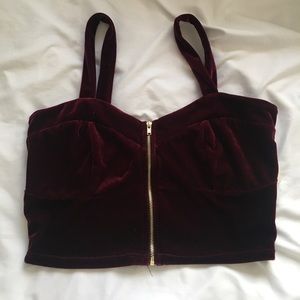 Maroon Velvet Crop Top