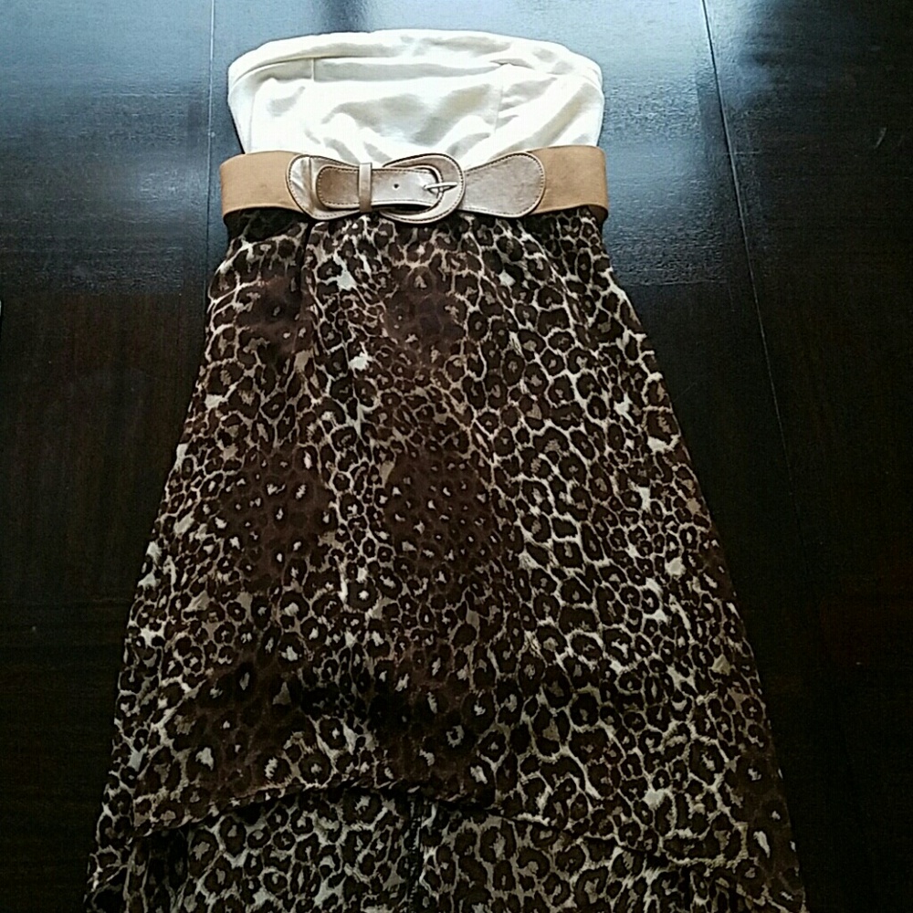 Strapless cheetah print dress
