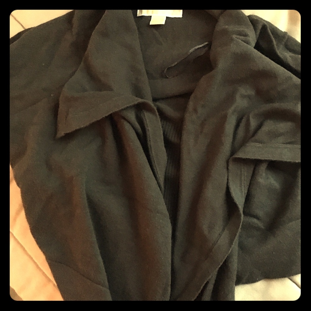 Michael Kors dark green waterfall open cardigan