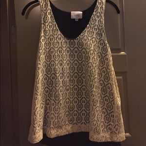 Cream and black lace tank top size medium/small