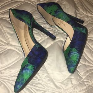 Size 7 Blue/Green Jessica Simpson pumps- worn once