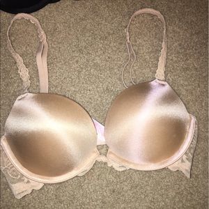 PINK beige pushup lace back bra
