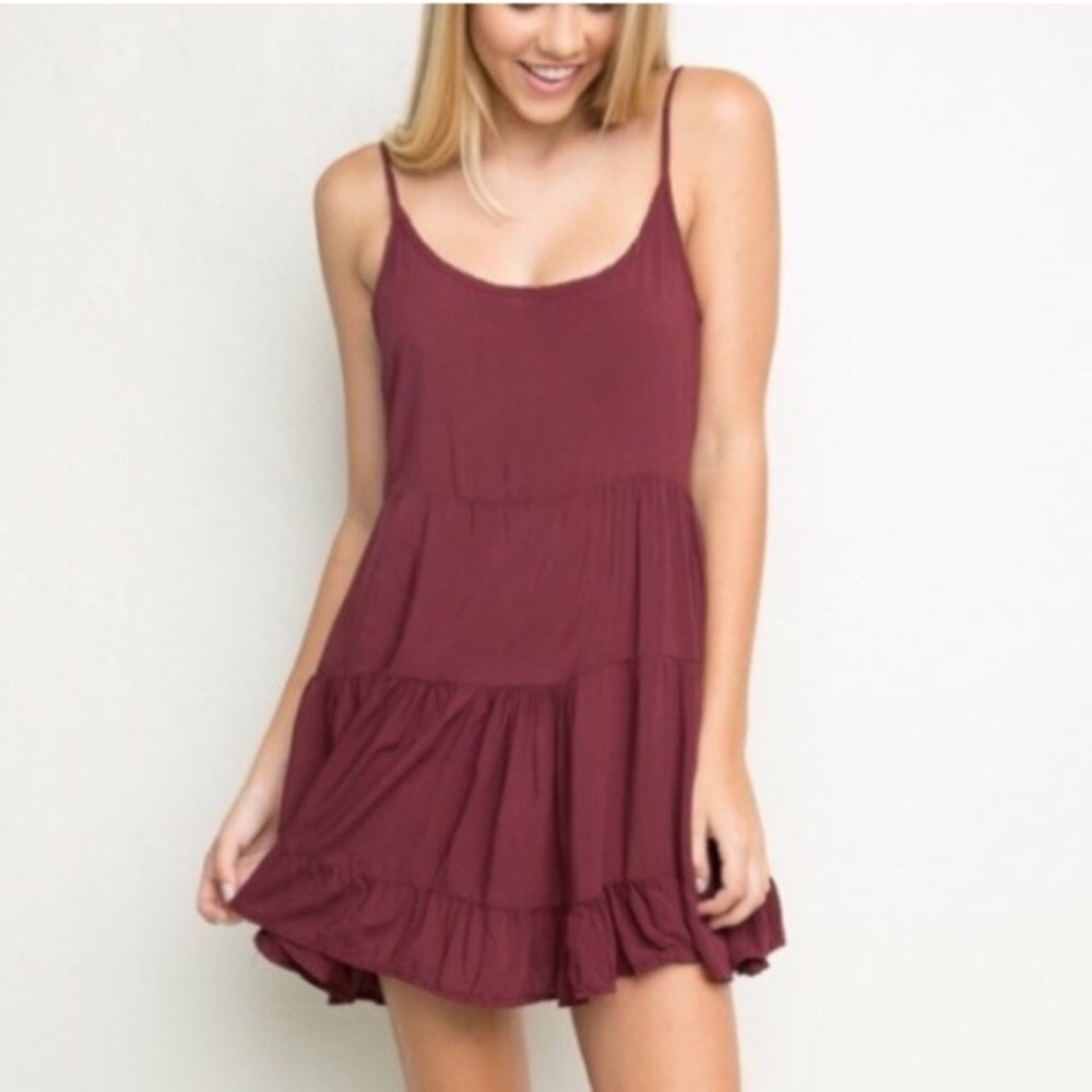 Brandy Melville Jada Dress Maroon