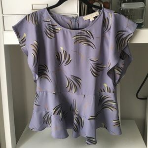 LOFT Purple Peplum Blouse PETITE