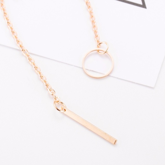 Boho dainty circle Lariat Necklace - Picture 4 of 4