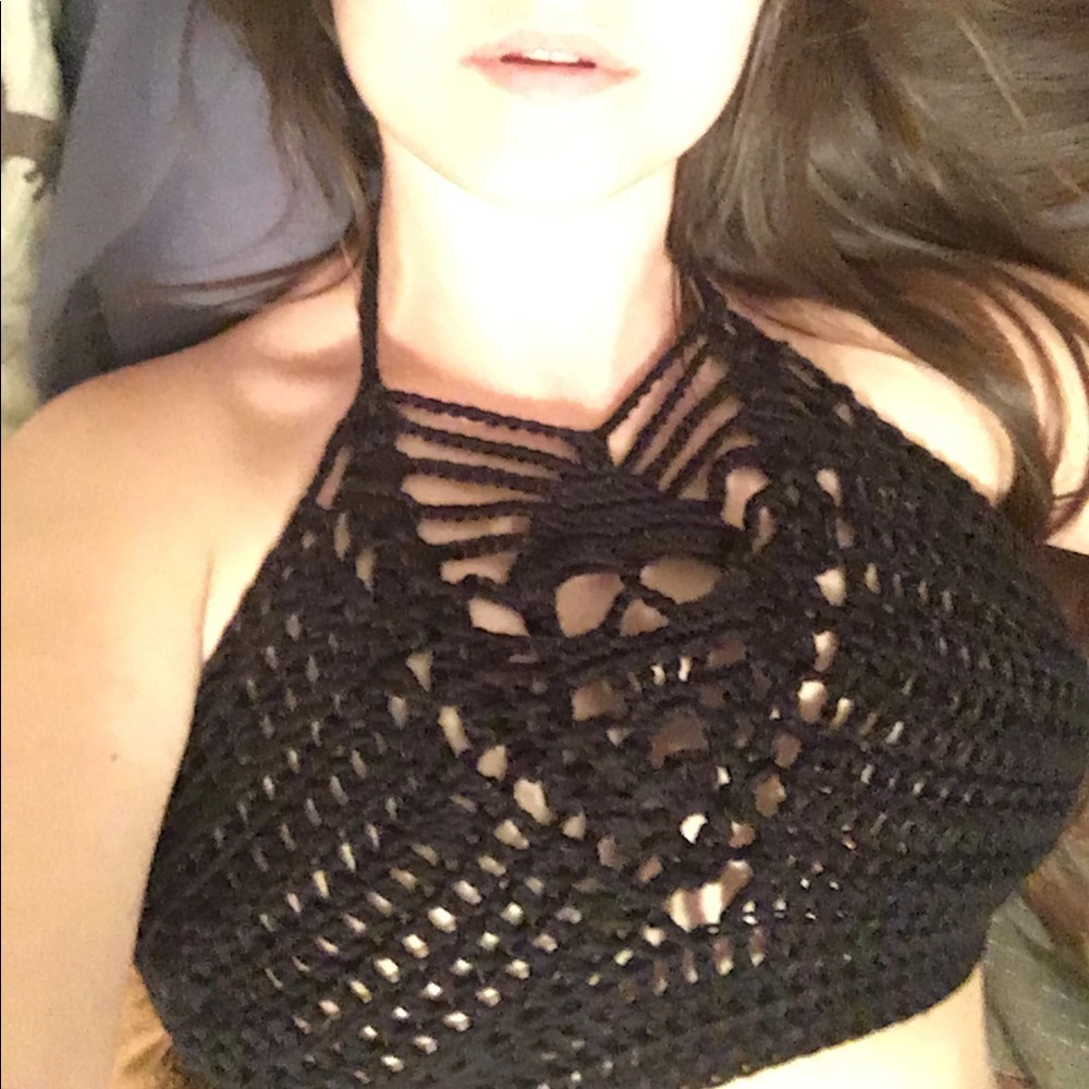 ☠️ Handmade Crochet Skull Mesh Bralette ☠️