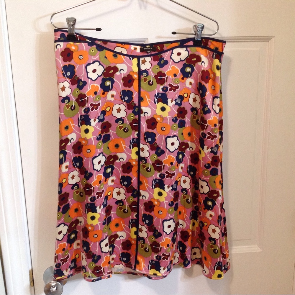 Tocca summer of love hippie print silk skirt