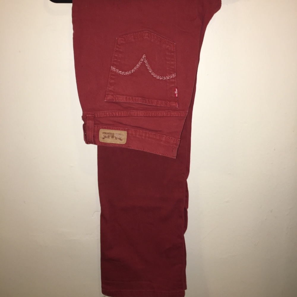 Burnt Red Straight Leg Denim