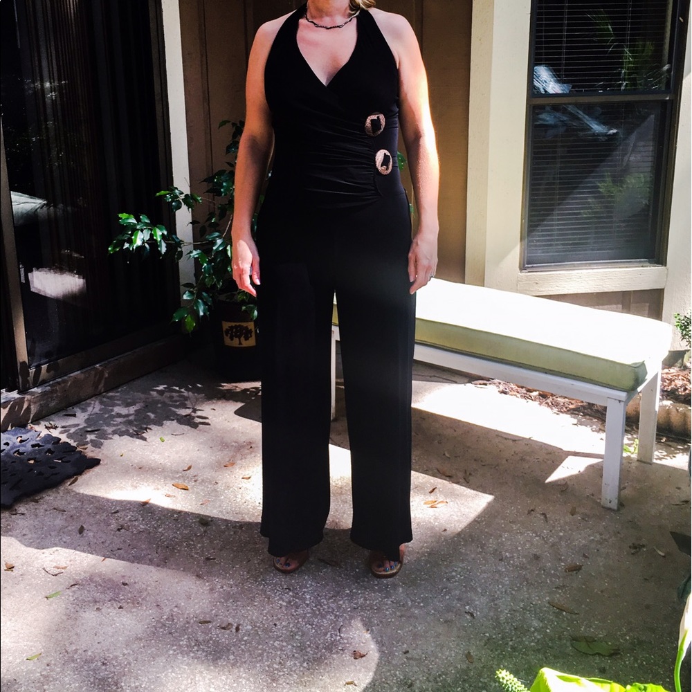 EUC black halter pantsuit B. Darlin size 11/12