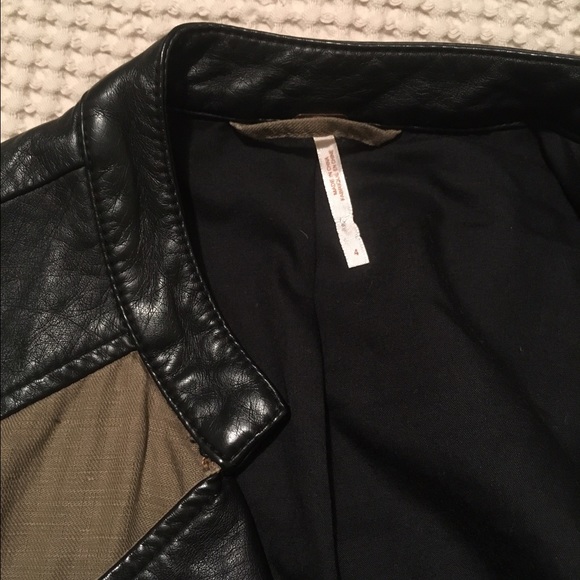Free People Army Green & Leather Jacket - Picture 3 of 3