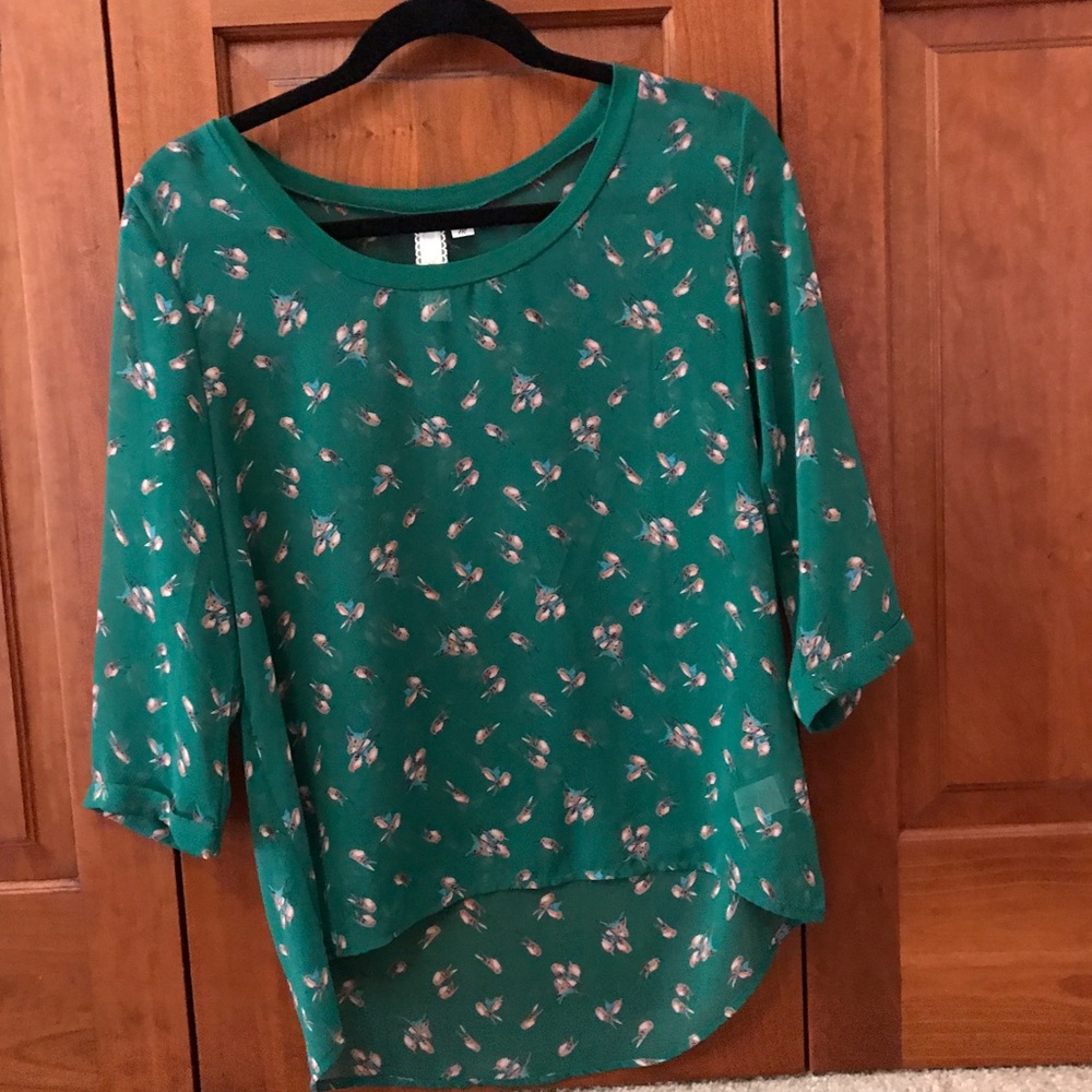 Nordstrom green printed blouse