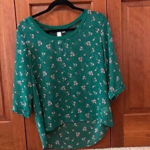 Nordstrom green printed blouse