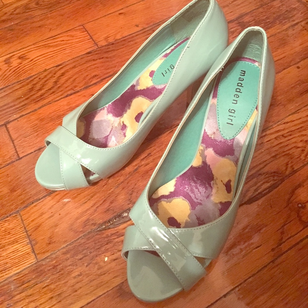 Teal Madden Girl Peep-Toe Heels