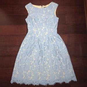 Vince Camuto light blue over beige lace dress!