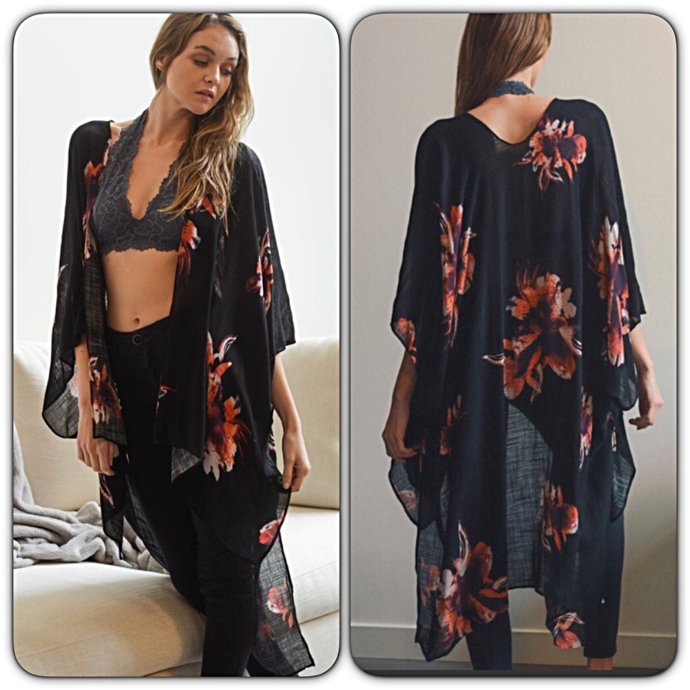 Bohemian Lightweight Floral Kimono Wrap Coverup - Picture 5 of 8