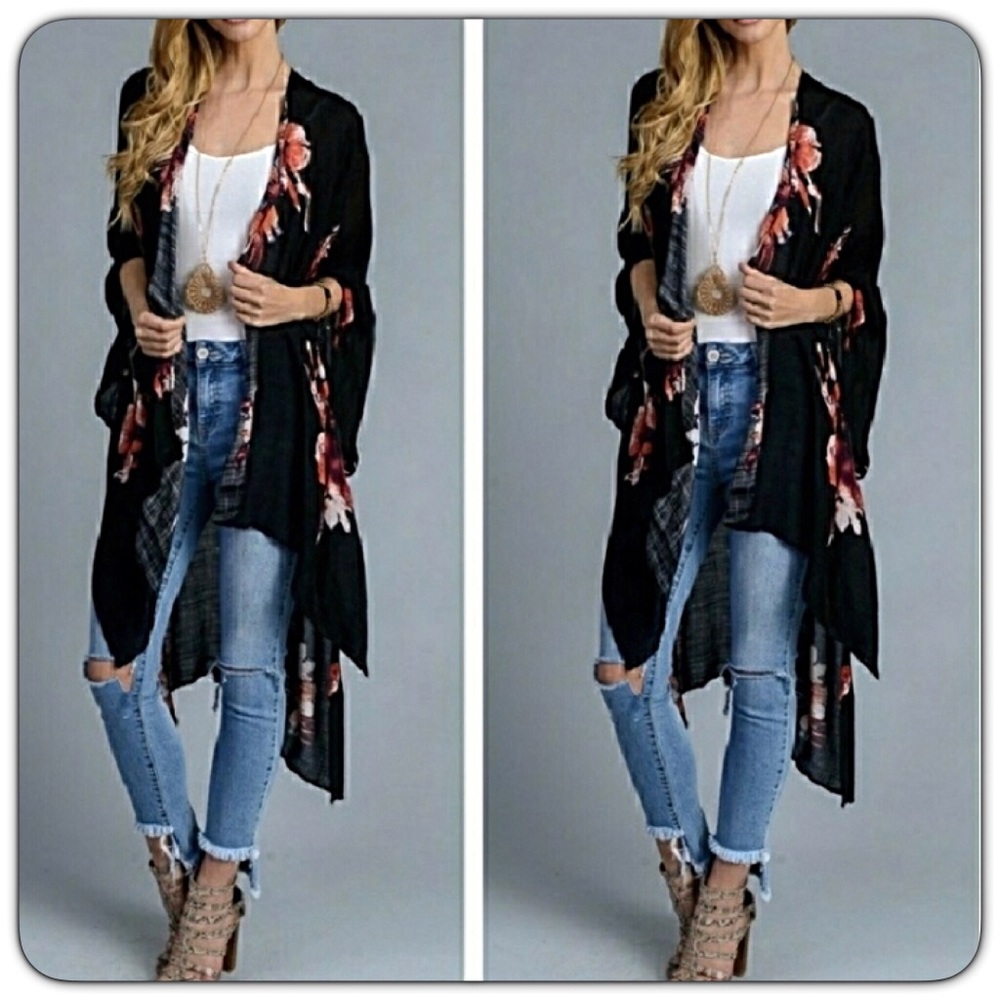 Bohemian Lightweight Floral Kimono Wrap Coverup - Picture 2 of 8