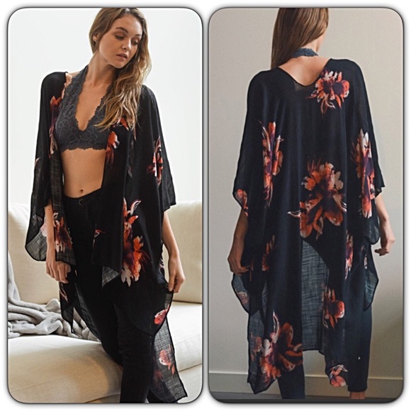 Bohemian Lightweight Floral Kimono Wrap Coverup - Picture 5 of 8