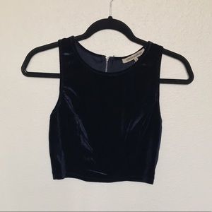 Navy Blue Velvet Crop Top