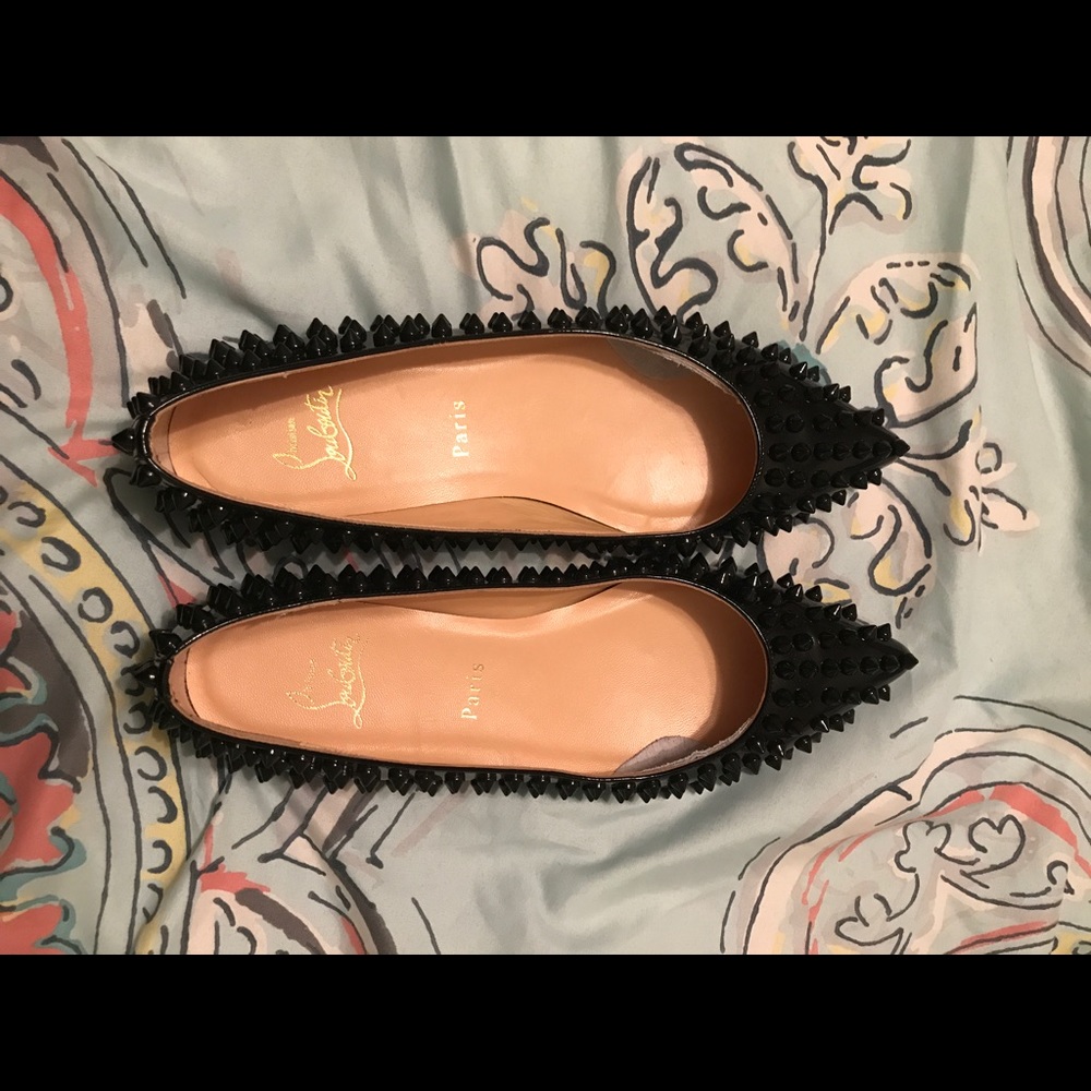 Christian Louboutin black pigalle spiked flats