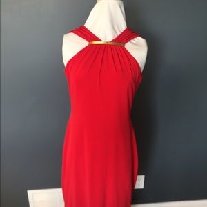 Red Calvin Klein day tonight dress