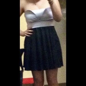 Strapless silver and black dress