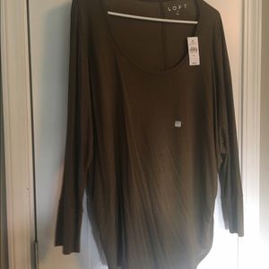 LOFT long sleeve green shirt