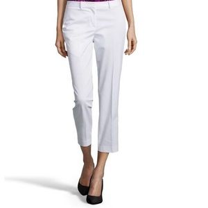 Tahari White Cropped Cotton Stretch Crop Pant
