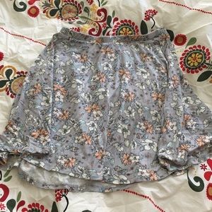 flowy floral mini skirt