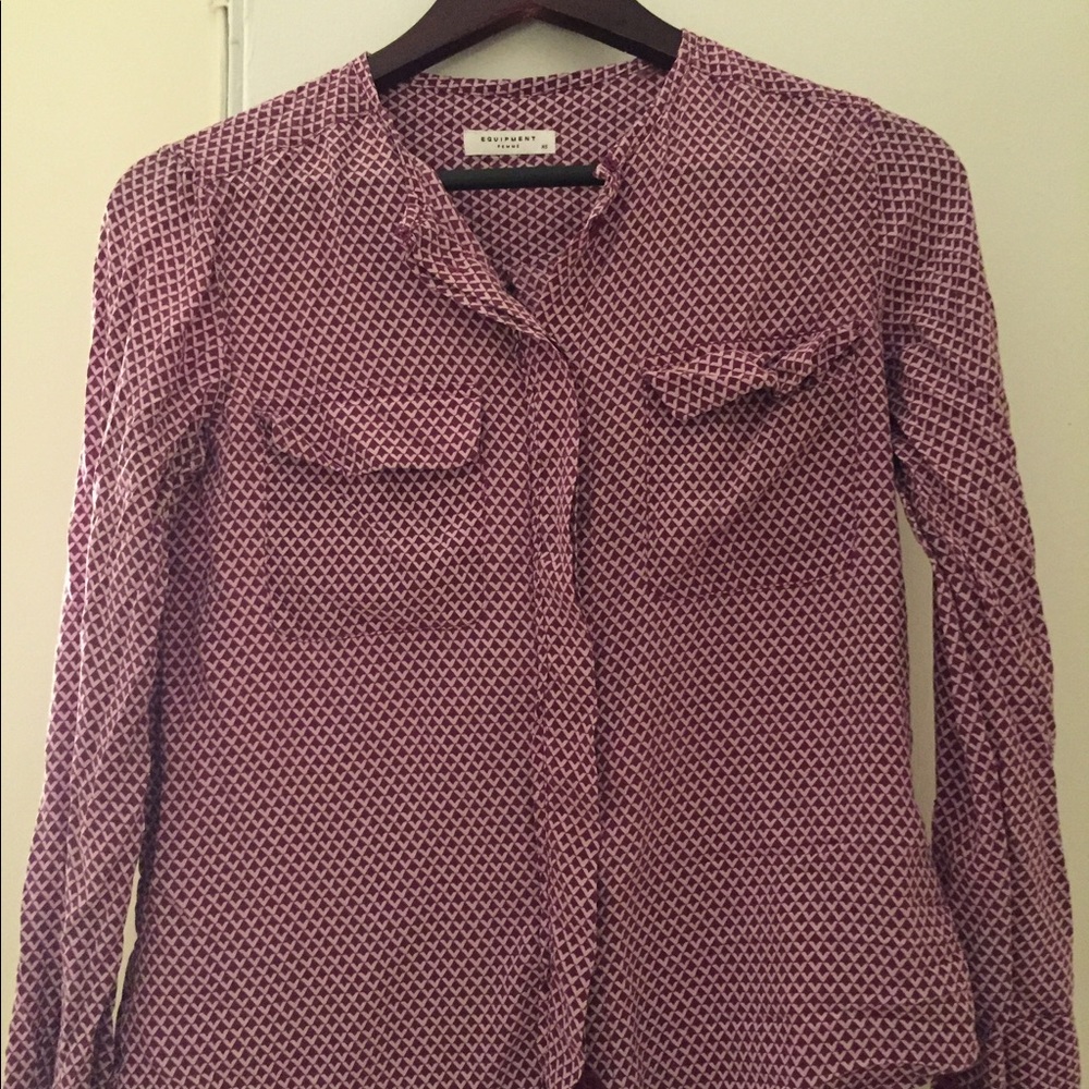 Equipment silk purple pattern blouse